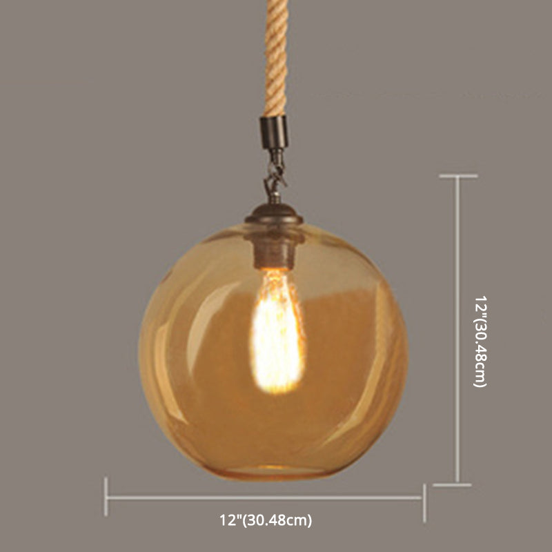 Bernsteinglas Globe Schatten Anhänger Leichtes Vintage Industrial Mini Hanging Lampe mit 39 Zoll verstellbarem Hängelseil