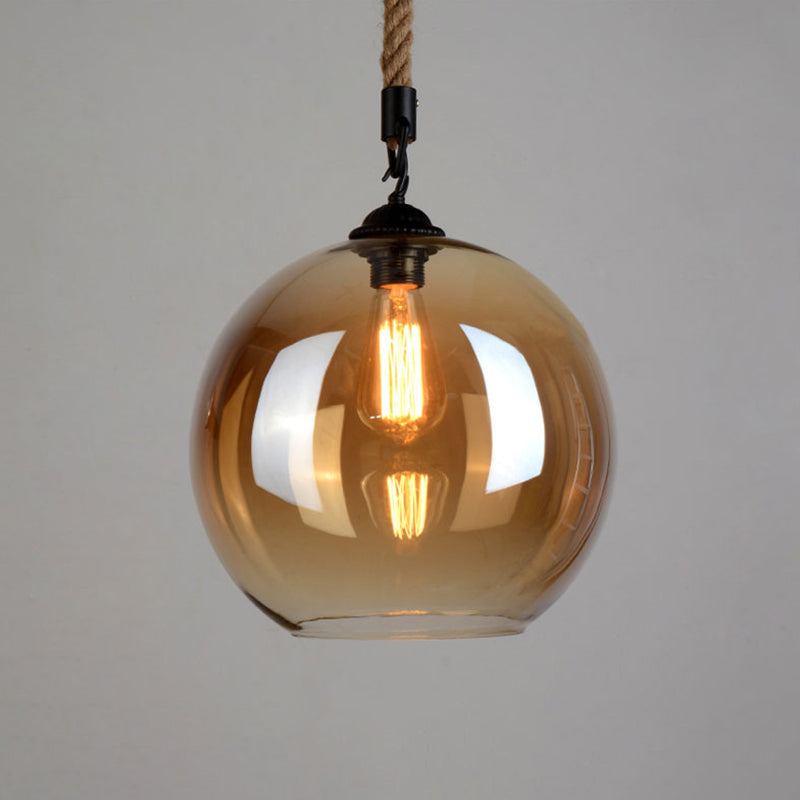 Bernsteinglas Globe Schatten Anhänger Leichtes Vintage Industrial Mini Hanging Lampe mit 39 Zoll verstellbarem Hängelseil