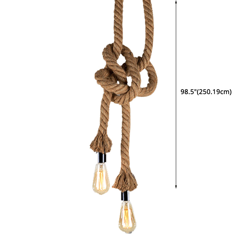 DIY Adjustable Hemp Rope Hanging Light Retro Industrial Single Bare Bulb Lighting Fixture for Bar Counter Farmhouse