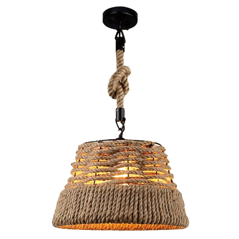 Canna intrecciata a mano a sospensione Light Industrial Style Industrial Stiro battuto con tonalità affusolata per il ristorante