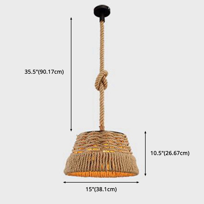 Canna intrecciata a mano a sospensione Light Industrial Style Industrial Stiro battuto con tonalità affusolata per il ristorante