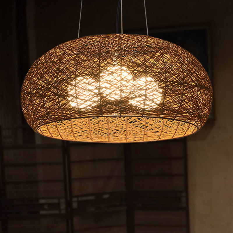A 3 LA LA LUCE LUCI A PENDANTI RATTARI RISTORANDO LAMPAGNO MANI SOSPEDE IN BEIGE con cavo sospeso da 47 "