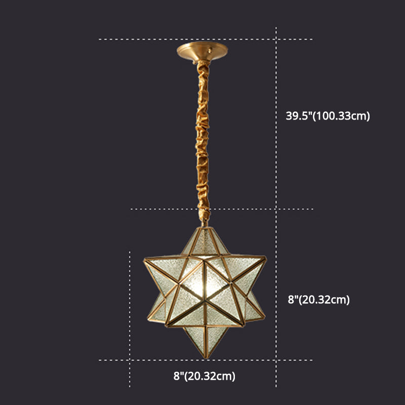 Garde d'étoile légère suspendue en laiton vintage 1 pendentif en verre léger avec chaîne réglable pour le couloir