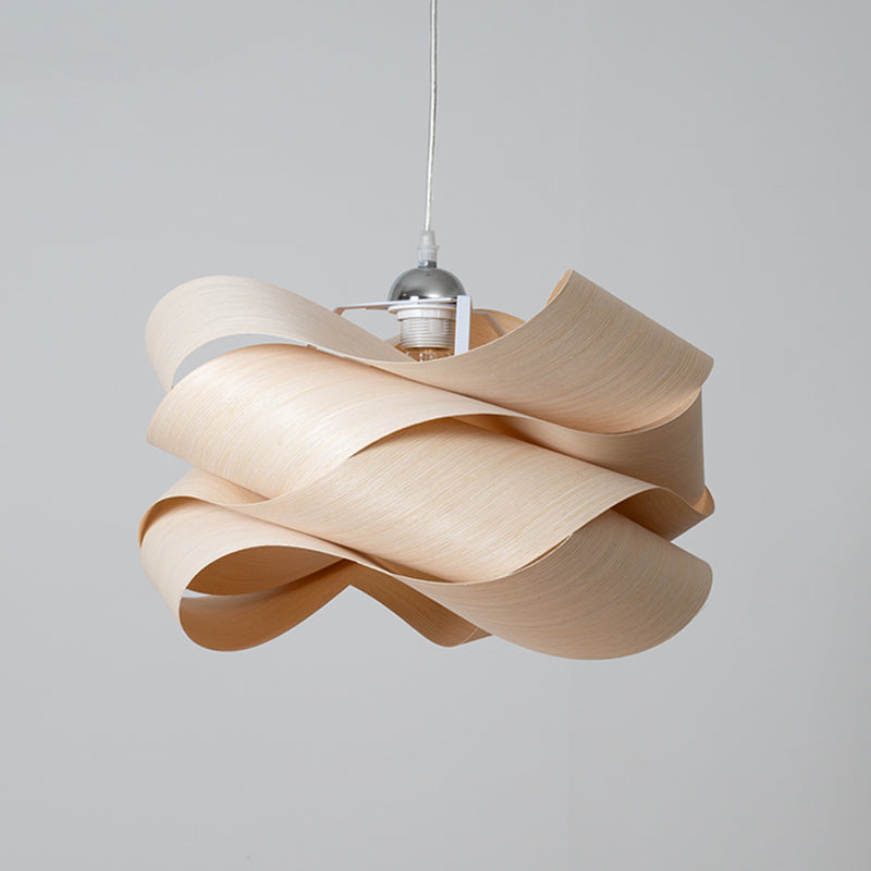 Twist Wooden Veneer Suspension Pendant Light Modern Simplicity Style Lighting Fixture for Restaurant Coffee Shop