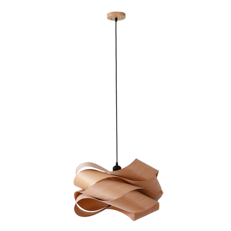 Twist Wooden Veneer Suspension Pendant Light Modern Simplicity Style Lighting Fixture for Restaurant Coffee Shop