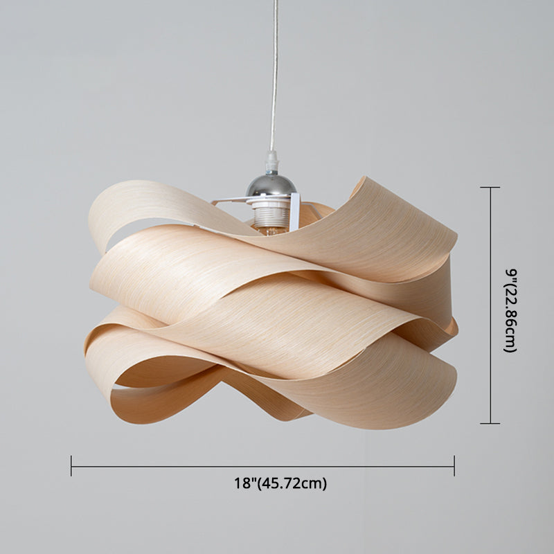 Twist Wooden Veneer Suspension Pendant Light Modern Simplicity Style Lighting Fixture for Restaurant Coffee Shop