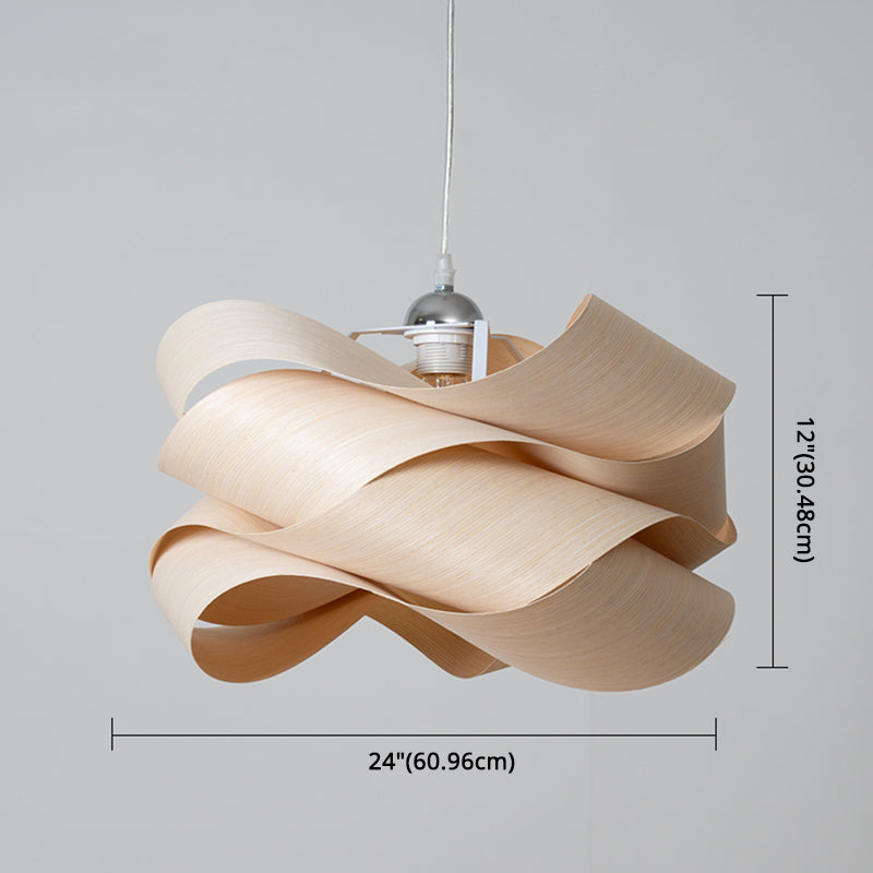 Twist Wooden Veneer Suspension Pendant Light Modern Simplicity Style Lighting Fixture for Restaurant Coffee Shop