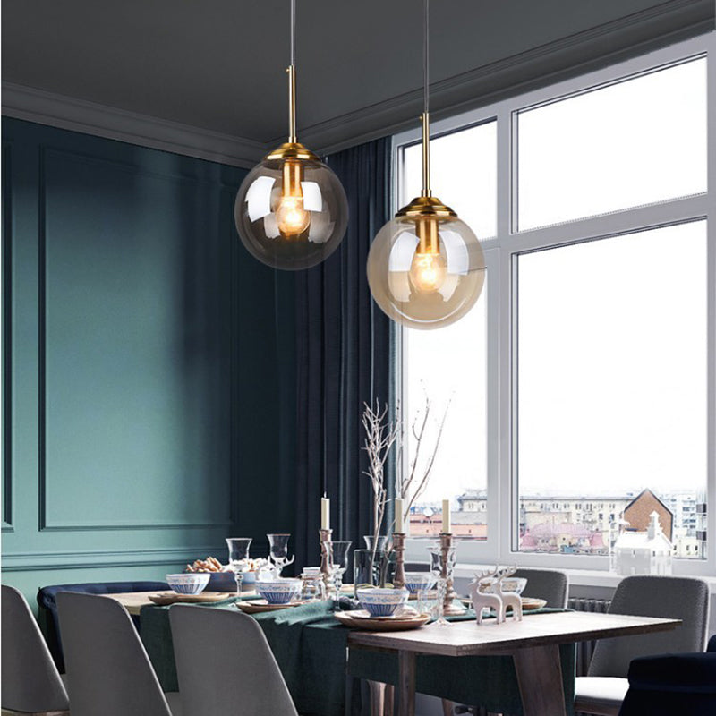 Oval Glass Modern Minimalist Suspension Pendant Light 6" Diameter Coffee Shop Hanging Lamp with 47" Hanging Wire