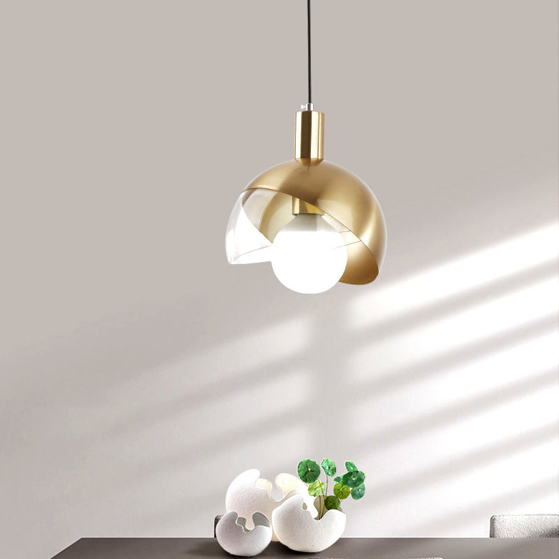 Post-modern Style Metal Suspension Pendant Light Glass Orb Shade Decorative Hanging Lamp in Gold
