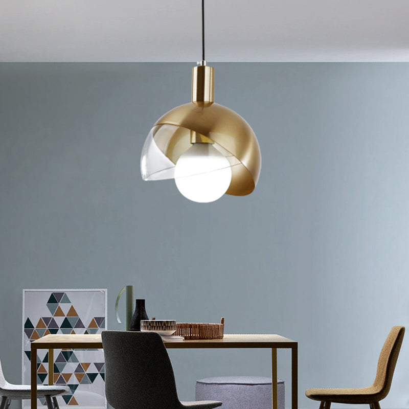 Post-modern Style Metal Suspension Pendant Light Glass Orb Shade Decorative Hanging Lamp in Gold