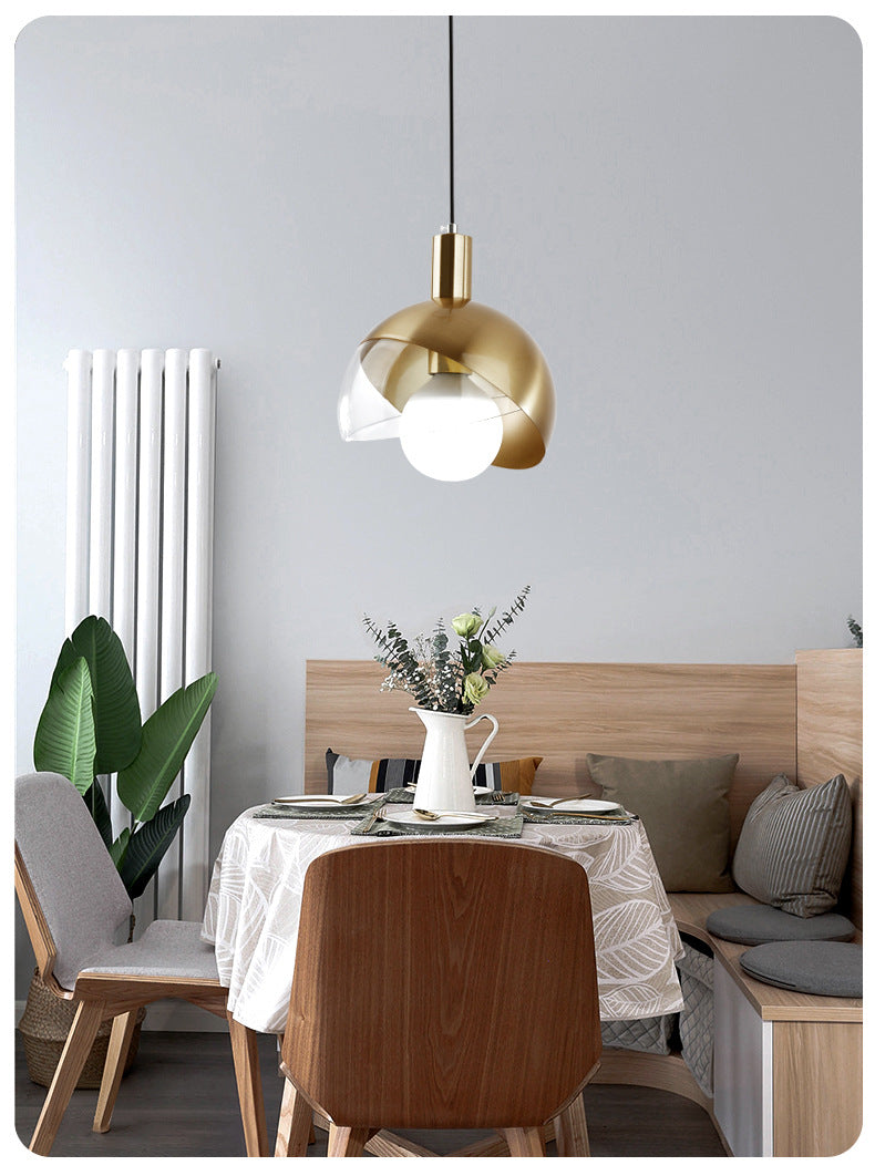 Post-modern Style Metal Suspension Pendant Light Glass Orb Shade Decorative Hanging Lamp in Gold