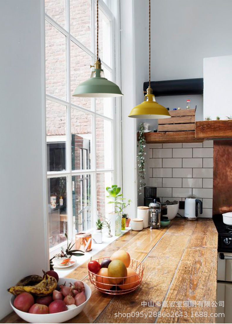 Kitchen Barn Metal Shade Pendant Lamp 1 Light Nordic Style Macaron Colored Hanging Lamp