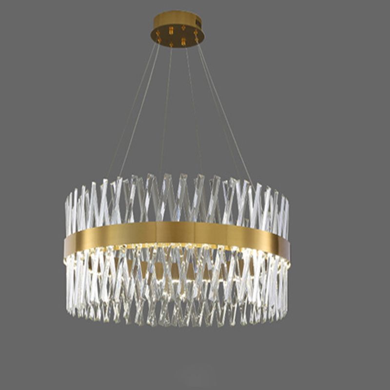 Postmodern Simple Geometric Pendant Light K9 Crystal Strip Bedroom LED Island Light in Gold