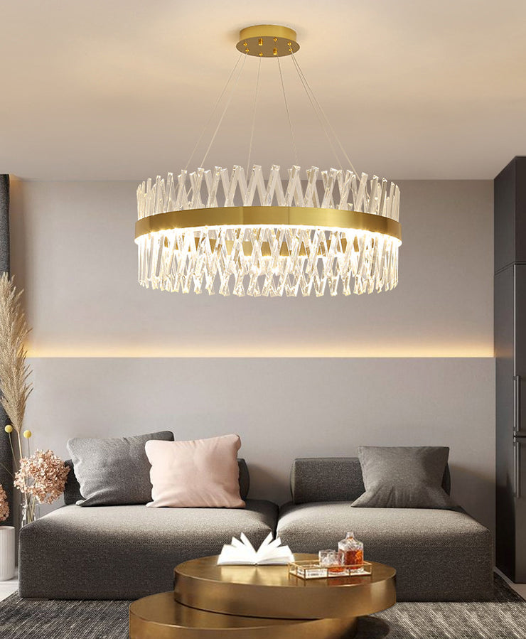 Postmodern Simple Geometric Geometric Light K9 Crystal Strip La luce dell'isola LED in oro