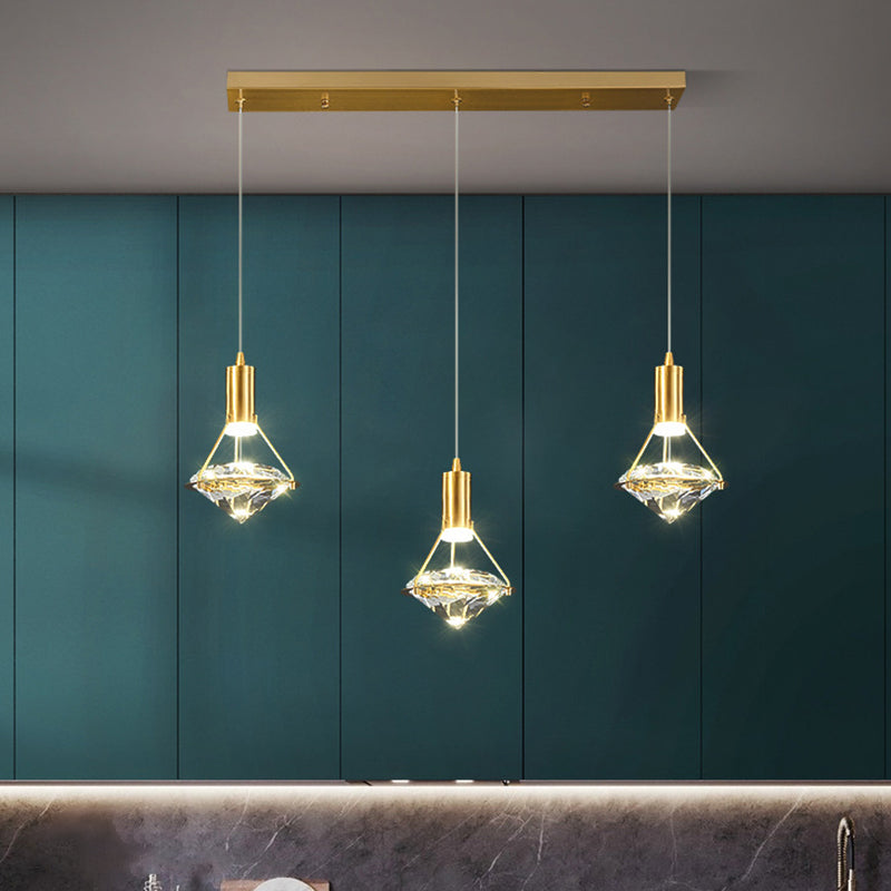 Crystal Diamond Island Lighting Postmodern Gold Finitura a pendente LED Finitura