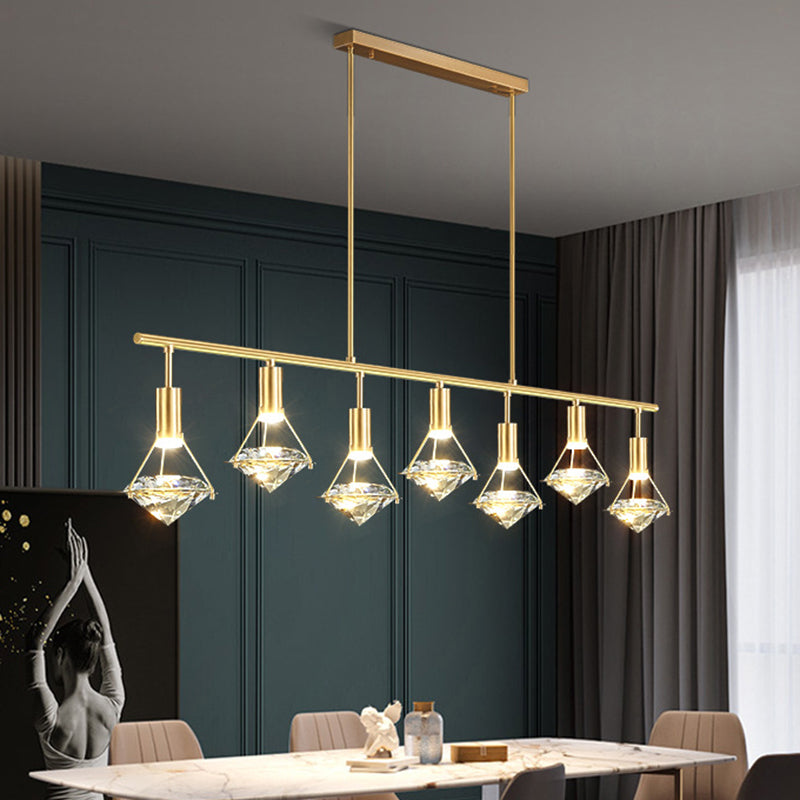 Crystal Diamond Island Lighting Postmodern Gold Finitura a pendente LED Finitura