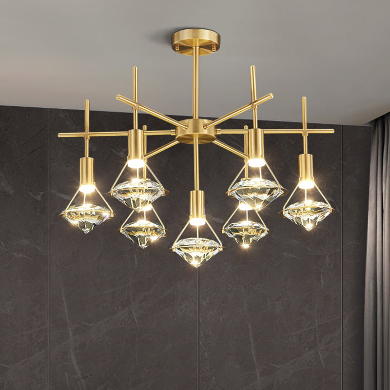 Crystal Diamond Island Lighting Postmodern Gold Finitura a pendente LED Finitura
