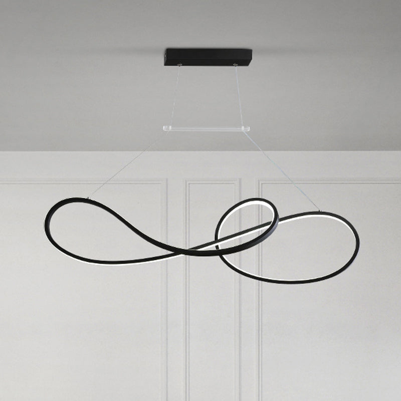 LED Strip Island Light Fixture Minimalist Metal Dining Room Linear Pendant Lighting