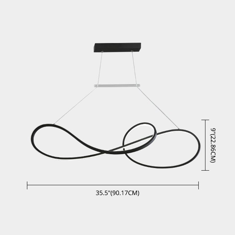 LED Strip Island Light Fixture Minimalist Metal Dining Room Linear Pendant Lighting