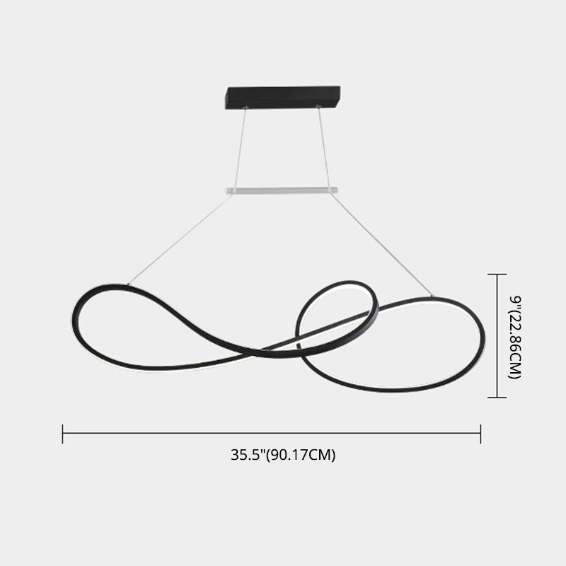 LED Strip Island Light Fixture Minimalist Metal Dining Room Linear Pendant Lighting