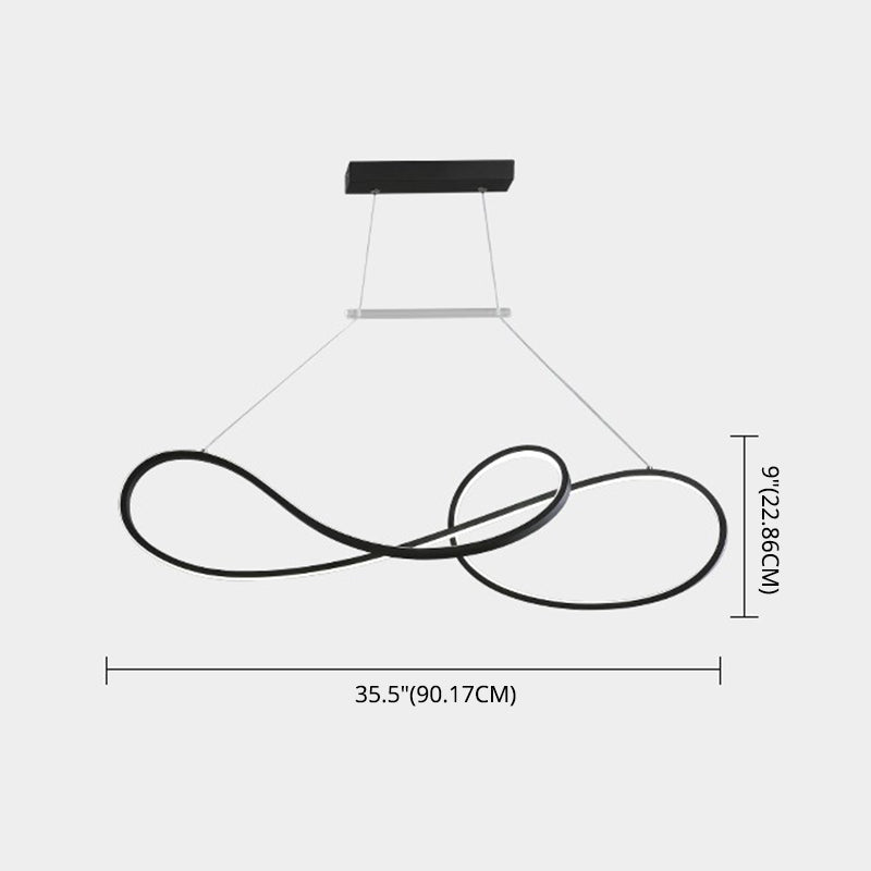 LED Strip Island Light Fixture Minimalist Metal Dining Room Linear Pendant Lighting