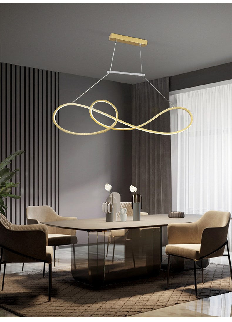 LED Strip Island Light Fixture Minimalist Metal Dining Room Linear Pendant Lighting