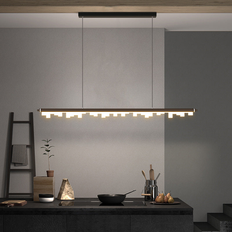 Matte Effect Tubular Metal Island Lighting Simple Style LED Ceiling Light with Acrylic Shade