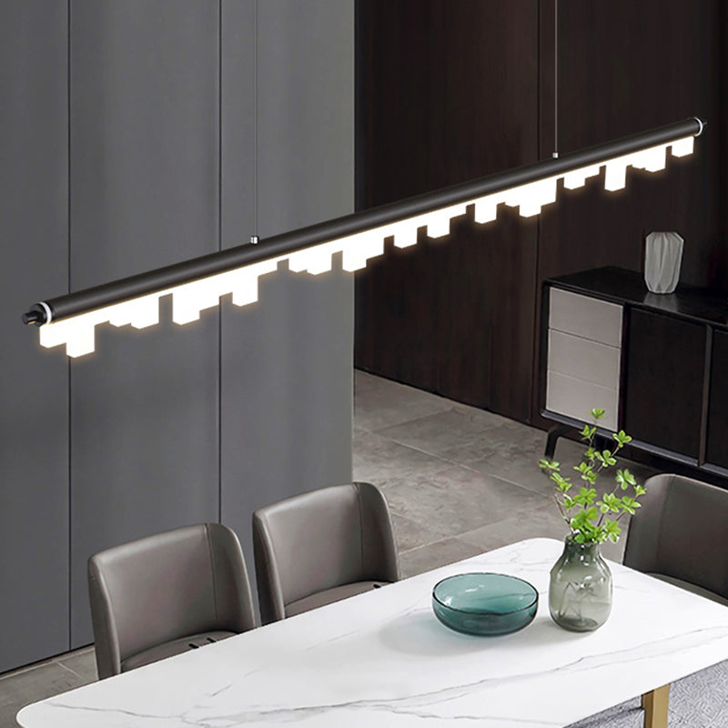 Matte Effect Tubular Metal Island Lighting Simple Style LED Ceiling Light with Acrylic Shade