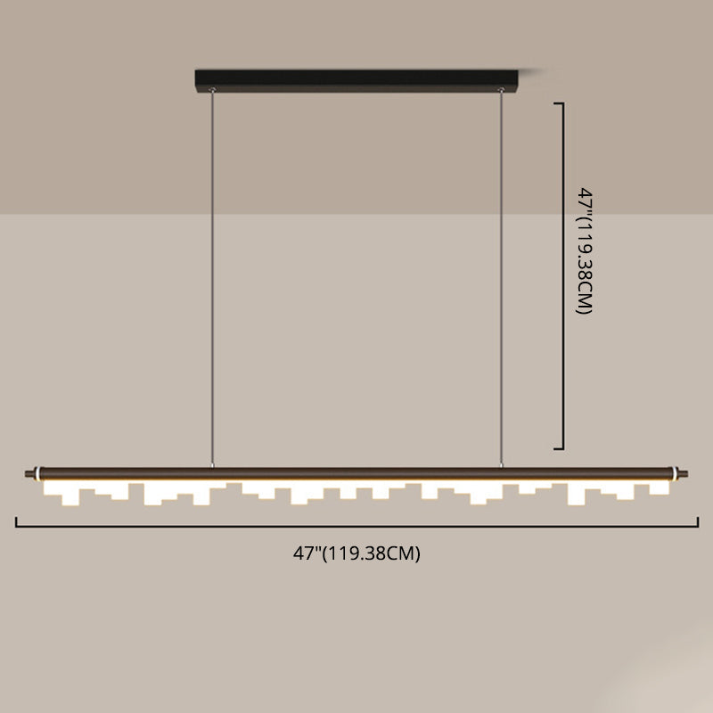 Matte Effect Tubular Metal Island Lighting Simple Style LED Ceiling Light with Acrylic Shade