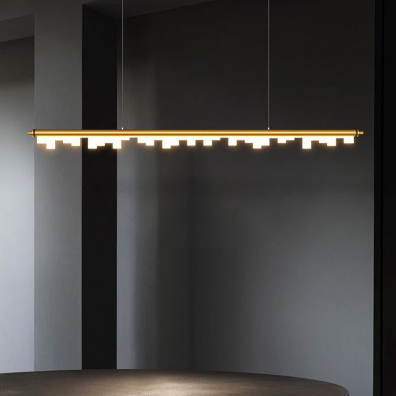 Matte Effect Tubular Metal Island Lighting Simple Style LED Ceiling Light with Acrylic Shade