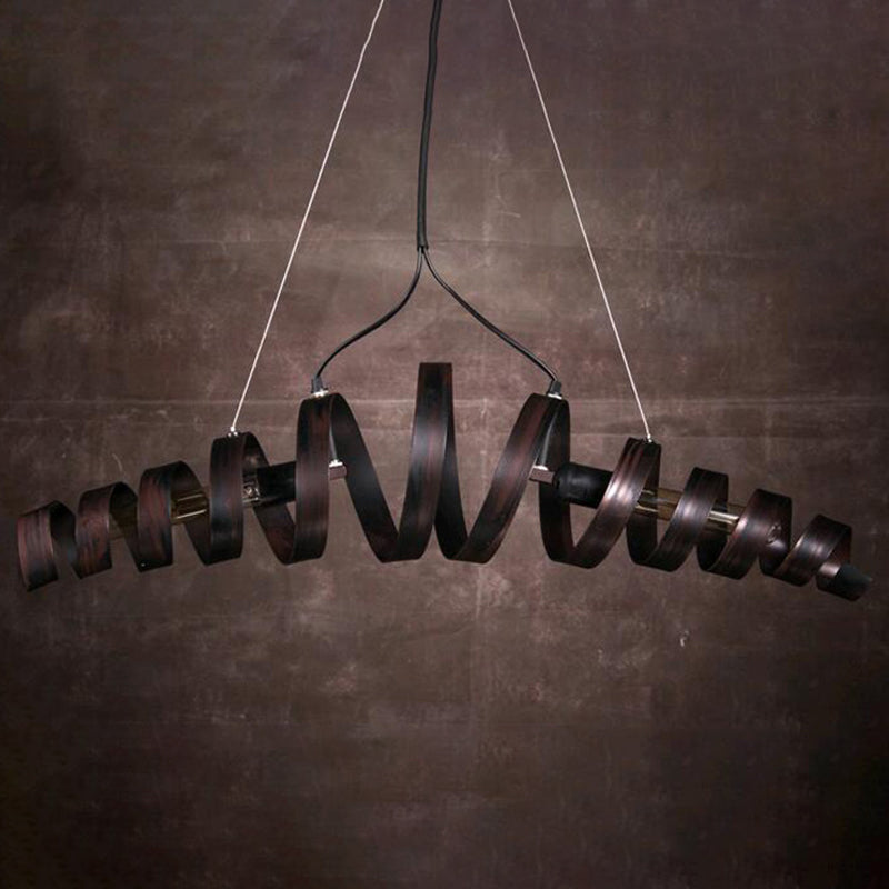 Iluminación de la isla de metal espiral estilo industrial de estilo industrial lámpara colgante de barra de café en óxido