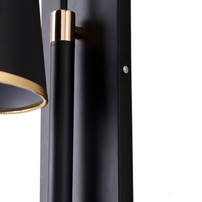 Tapered Bedroom Wall Sconce Black Fabric 1 Light Vintage Stylish Wall Mount Lighting with Gooseneck Arm