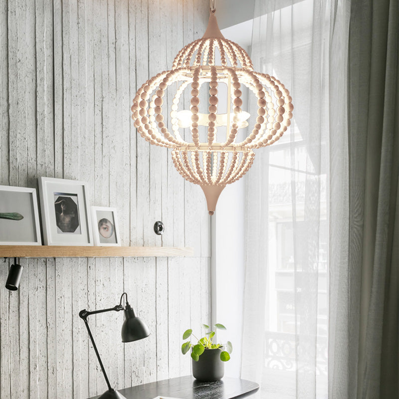 Pendard à 9 coups de luminaire Light Lightture de plafond de lanterne en bois en blanc cottage en bois en blanc