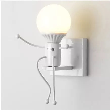 Sitting People Shaped Wall Sconce One Bulb Modern Style Metal Night Light for Bedroom
