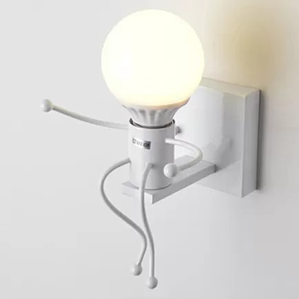 Sitting People Shaped Wall Sconce One Bulb Modern Style Metal Night Light for Bedroom