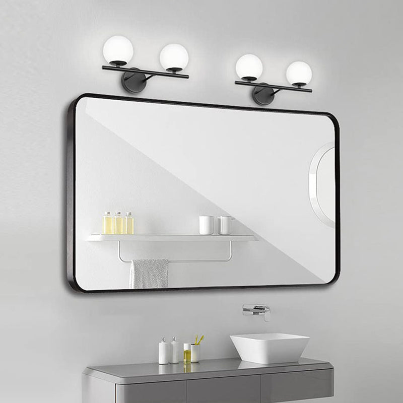 Frosted Glass Ball Vanity Lamps Bathroom Contemporary Style Metal Vanity Sconce