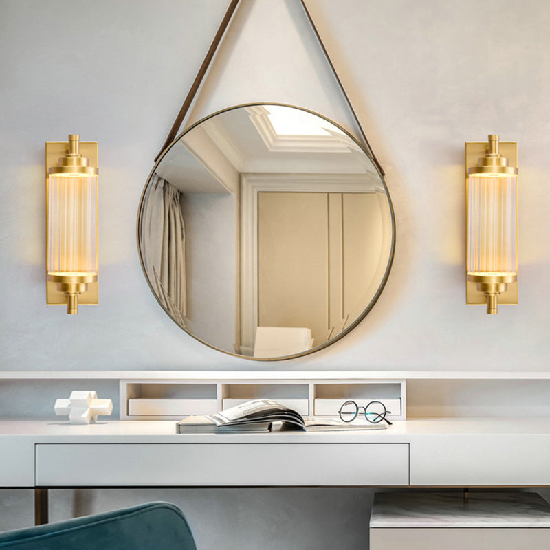 1 Light Crystal LED Vanity Sconce Modern Metal Gold Wall Mounted Mirror Front for Bath