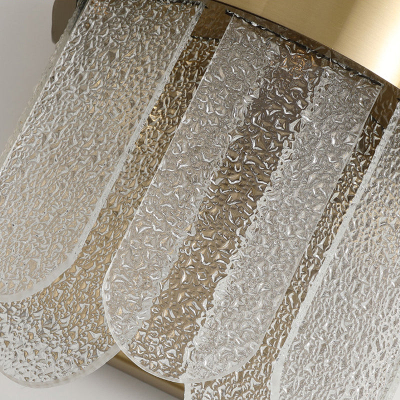 4 Heads Bedroom Wall Lamp Modern Style Golden Wall Lighting Sconce with Oval-Shape Clear Hammered Glass