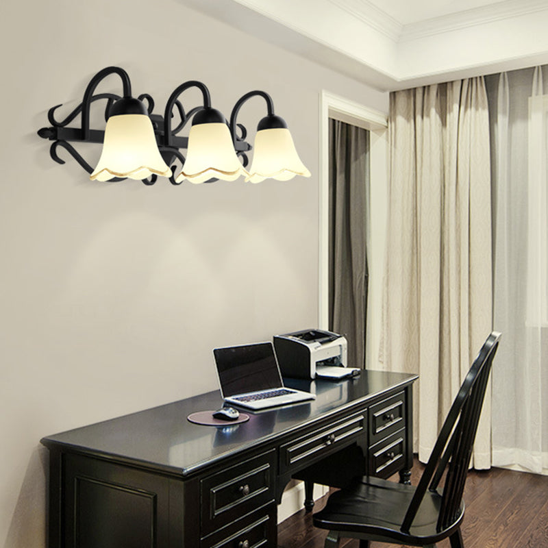 American Creative Vanity Wall Sconce Metal Vanity Sconce in Opal Glass Shade for Bathroom
