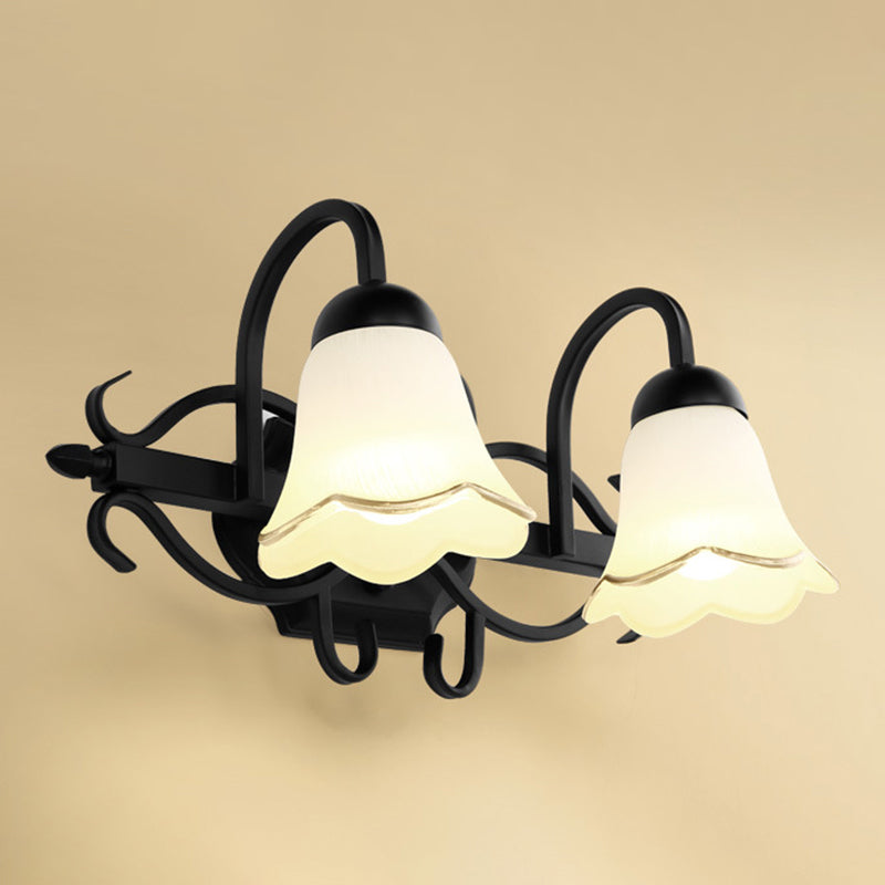 American Creative Vanity Wall Sconce Metal Vanity Sconce in Opal Glass Shade for Bathroom