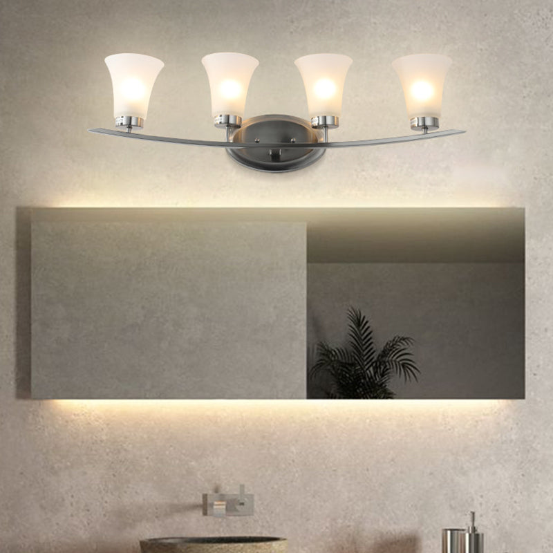 American Simplicity Wall Mounted Lights 4 Lights Opal White Glass Vanity Wall Sconce for Bathroom