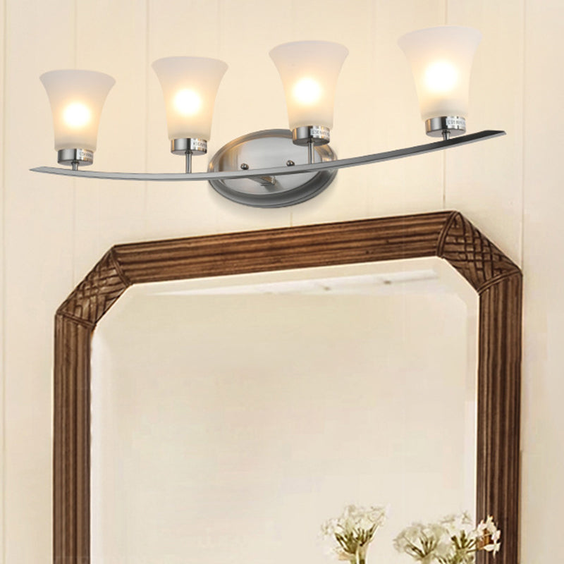 American Simplicity Wall Mounted Lights 4 Lights Opal White Glass Vanity Wall Sconce for Bathroom
