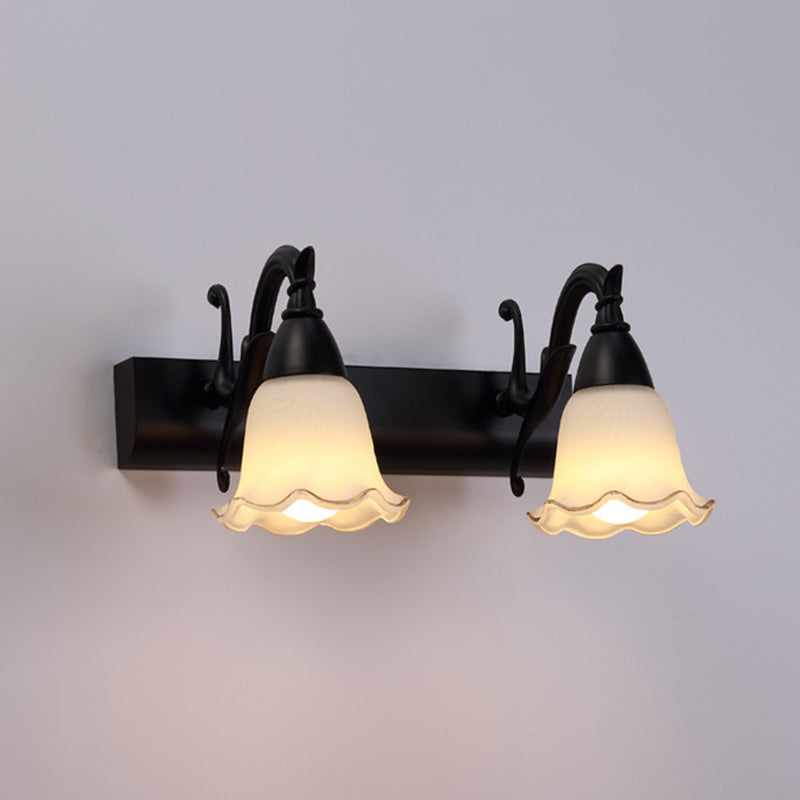 2 luci lampada da bagno lampada impermeabile americana sopra specchio sopra in vetro bianco