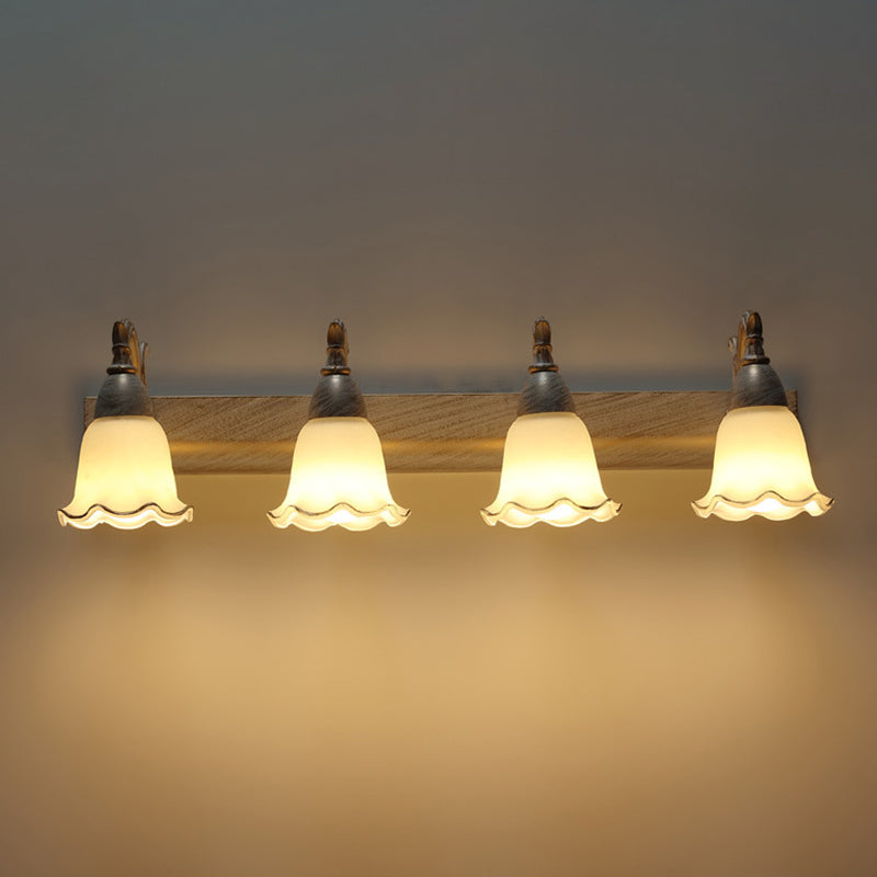 2 lumières Lumières de salle de bain American American American American Light au-dessus du miroir en verre blanc