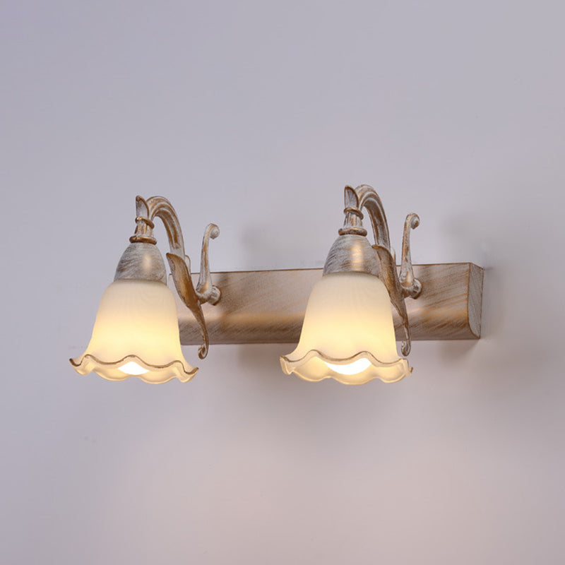 2 luci lampada da bagno lampada impermeabile americana sopra specchio sopra in vetro bianco