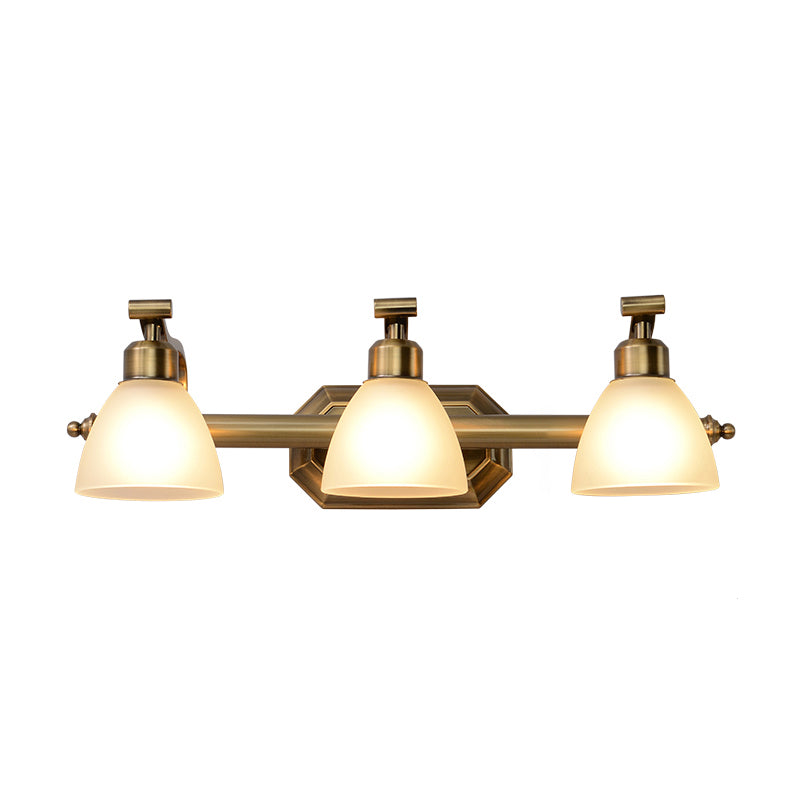 American LED Bath Vanity Lighting Brass Bathroom Lighting for Makeup in Frosted Glass Shade