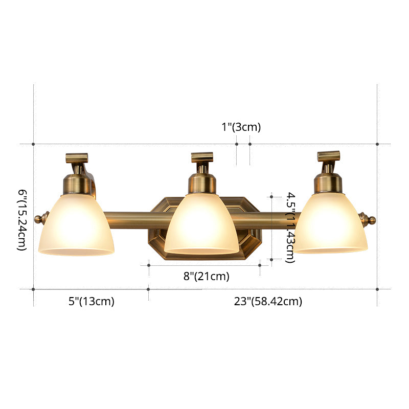 American LED Bath Vanity Lighting Brass Bathroom Lighting for Makeup in Frosted Glass Shade