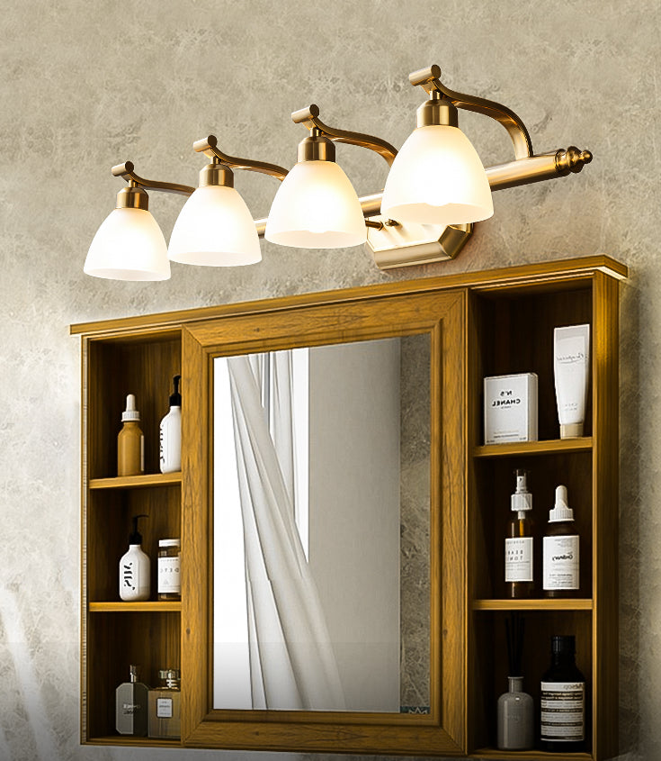 American LED Bath Vanity Lighting Brass Bathroom Lighting for Makeup in Frosted Glass Shade