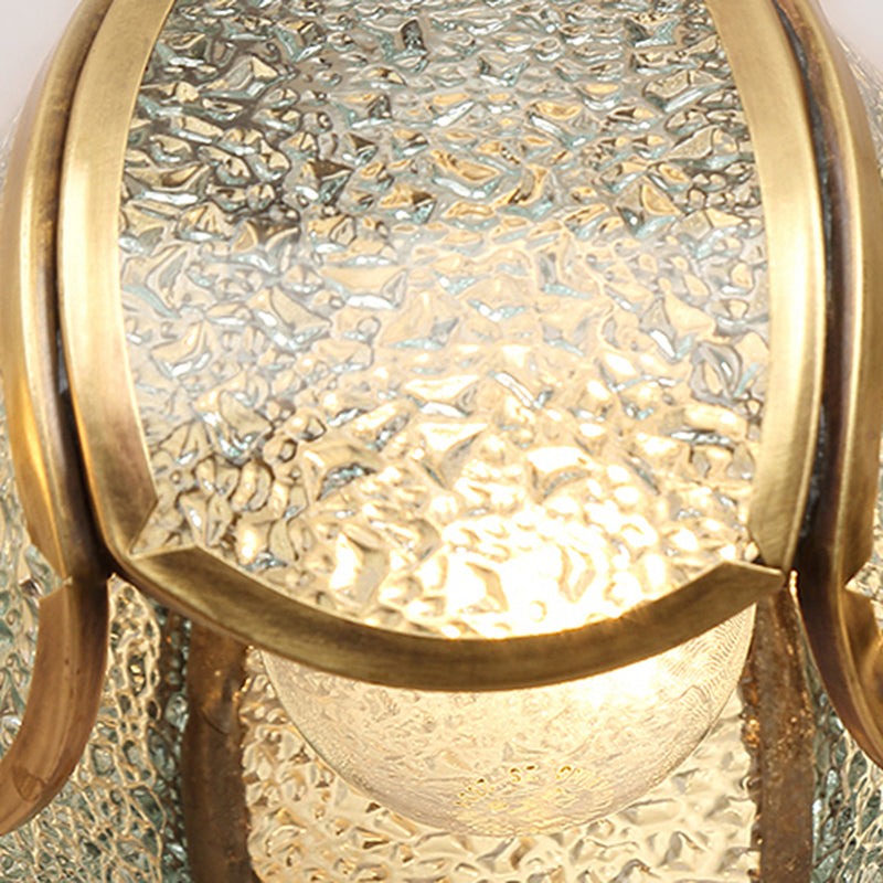 Brass Vanity Sconce Light Mid-Century Style Bathroom Vanity Lights in Glass Shade