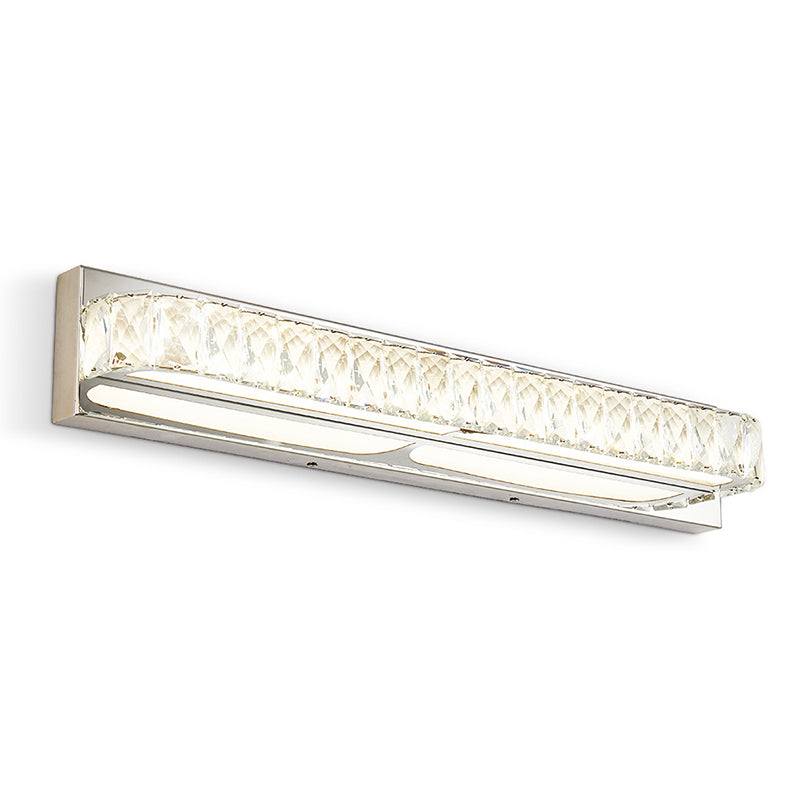 Stainless Steel Base Bathroom Vanity Sconces Crystal Embedded over Mirror Vanity Lights